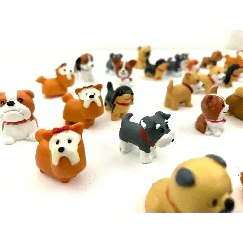 34 pc Tiny Dogs Miniature Figurines Crafts Various Breeds NEW‎ Puppy Pet